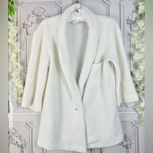 Vintage 80s Topson Downs of California INC cream blazer / cardigan sweater